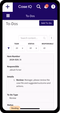 screenshot of application on mobile device