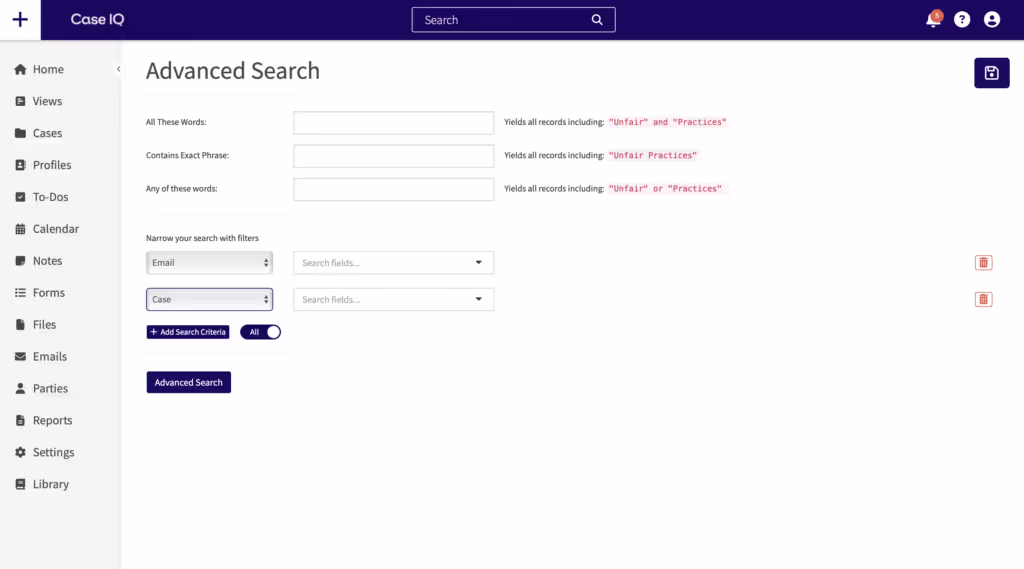 screenshot application advanced search
