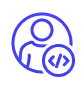 icon user in circle with code icon