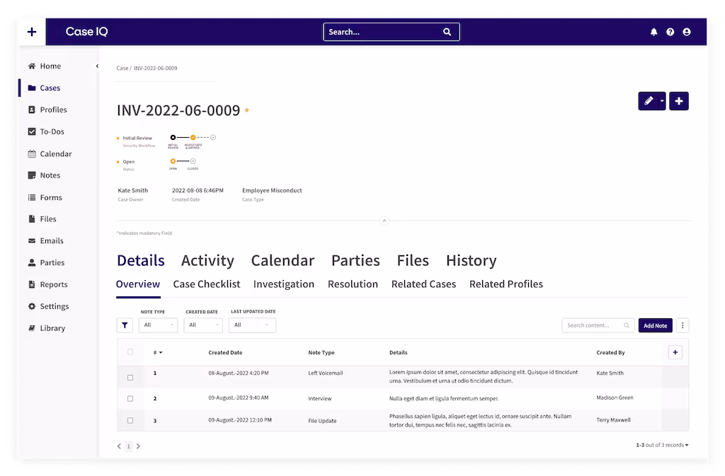 screenshot application case view