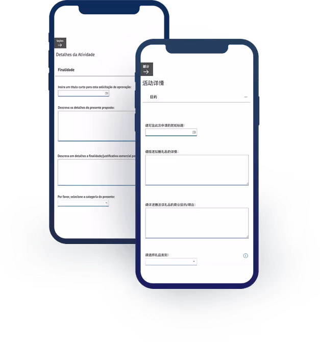 screenshots of applications in mobile device frames