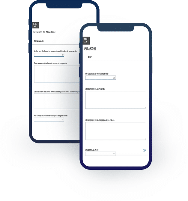 screenshots of applications in mobile device frames