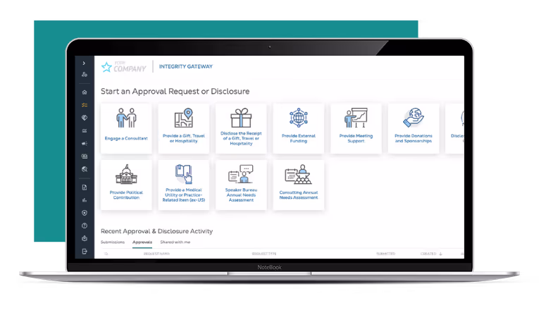 screenshot of application dashboard inside laptop frame