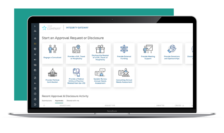 screenshot of application dashboard inside laptop frame
