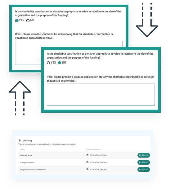 illustrative screenshot of application and workflow