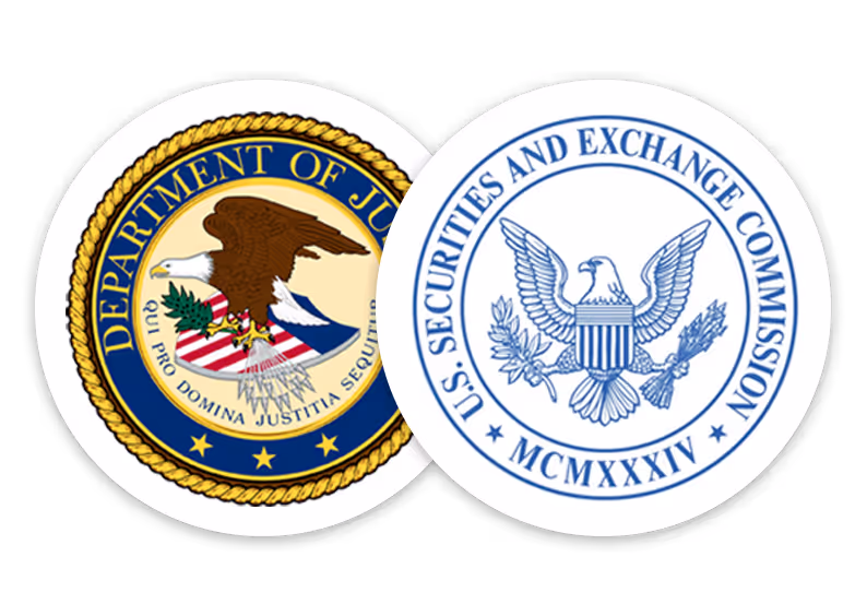 composite image of united states department of justice and united states securities and exchange commission seals