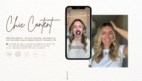 Content creator presenting social media video and personal brand.