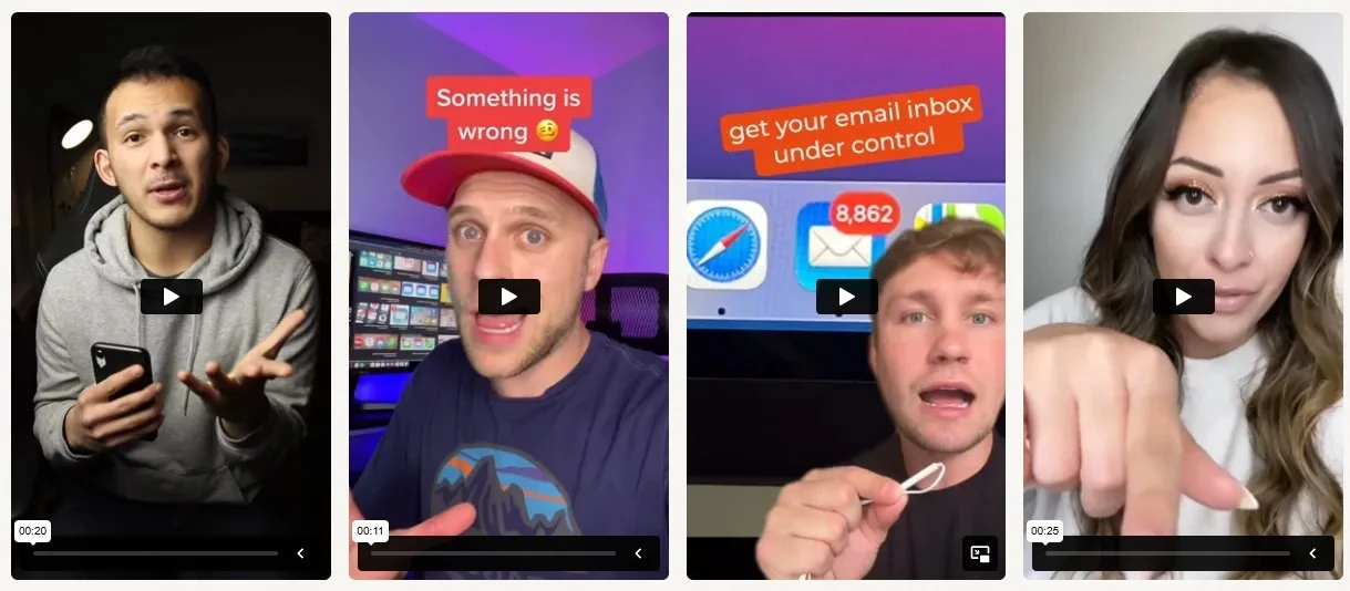 Examples of creator-led TikTok UGC ads used in performance campaigns.