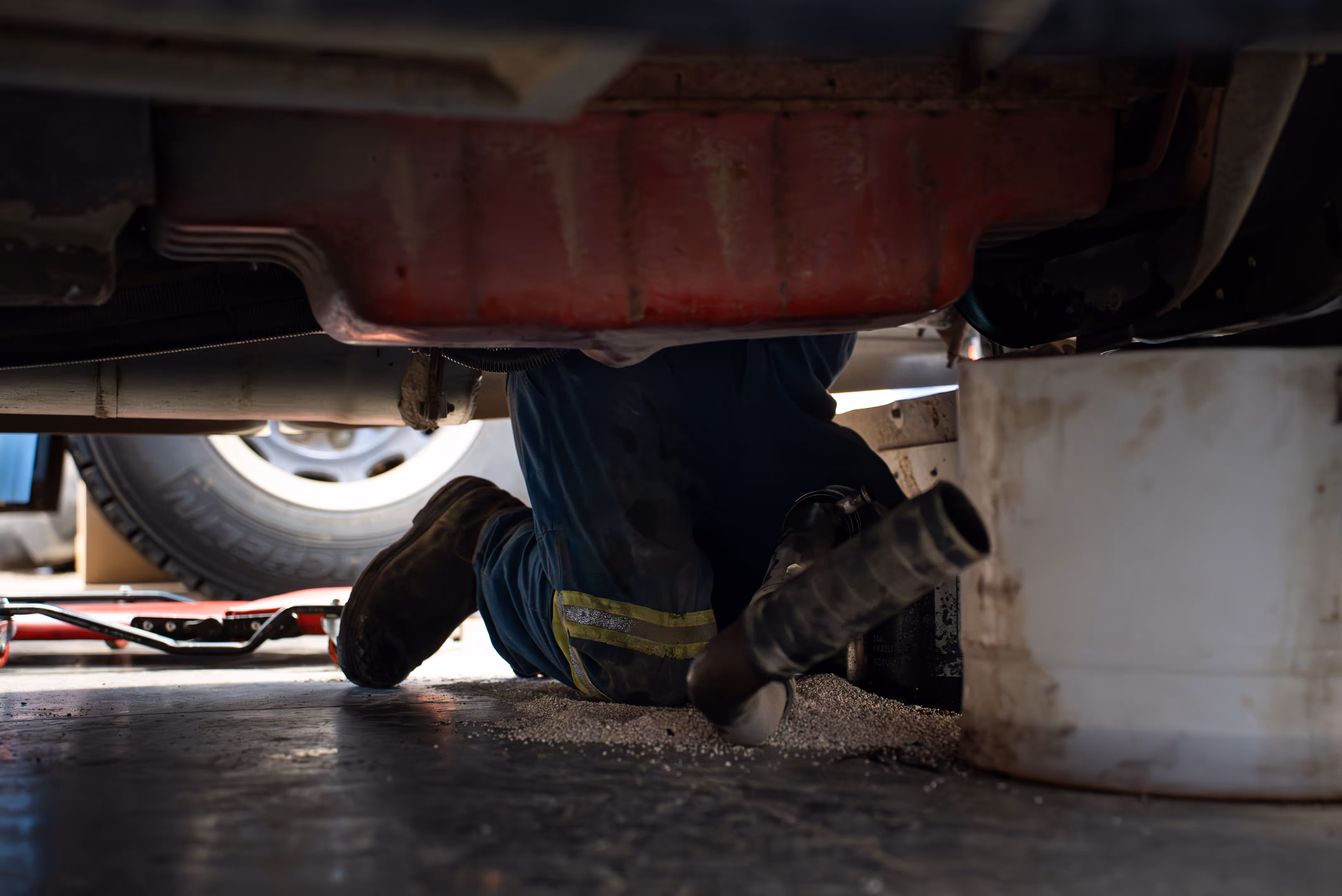 Mechanic performing trailer repair in Weyburn, SK