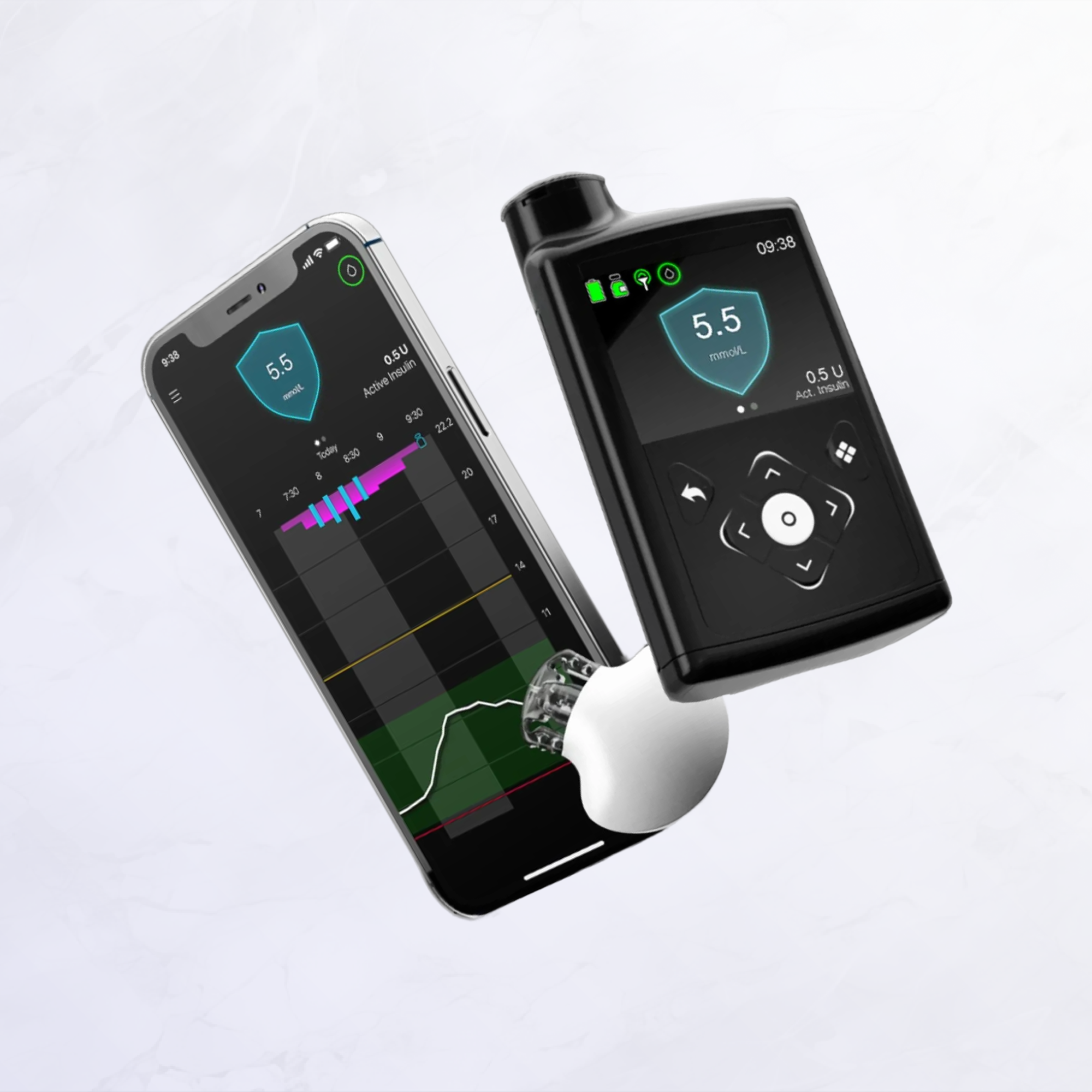 A dexcom G6 continuous glucose monitor (CGM)