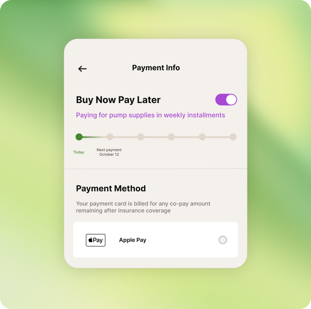 An illustration of the buy-now-pay-later feature in Endor Health app