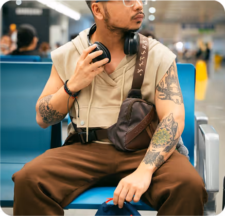 Man sitting.