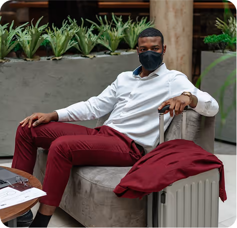 Man sitting.