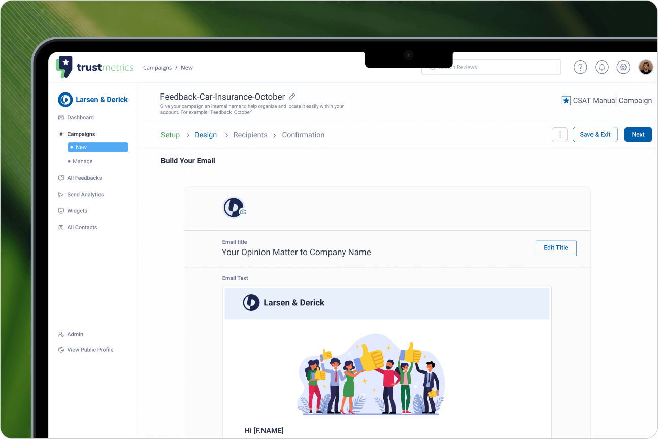 Trust Metrics B2B SaaS dashboard UI design