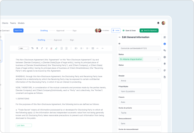 Clauz contract builder interface with modular sections