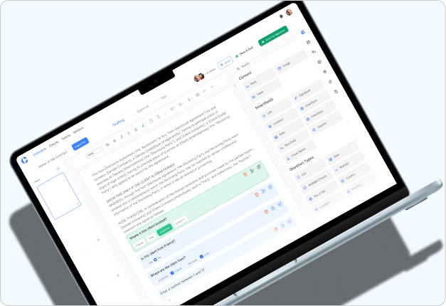 Clauz dashboard with approval workflows and version history