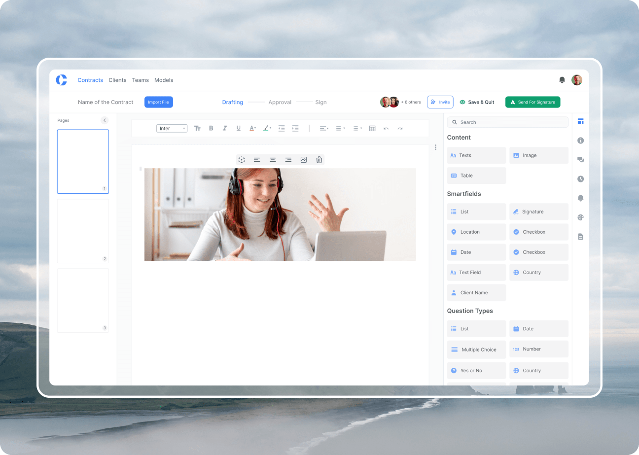 Clauz legal contract management app UI design