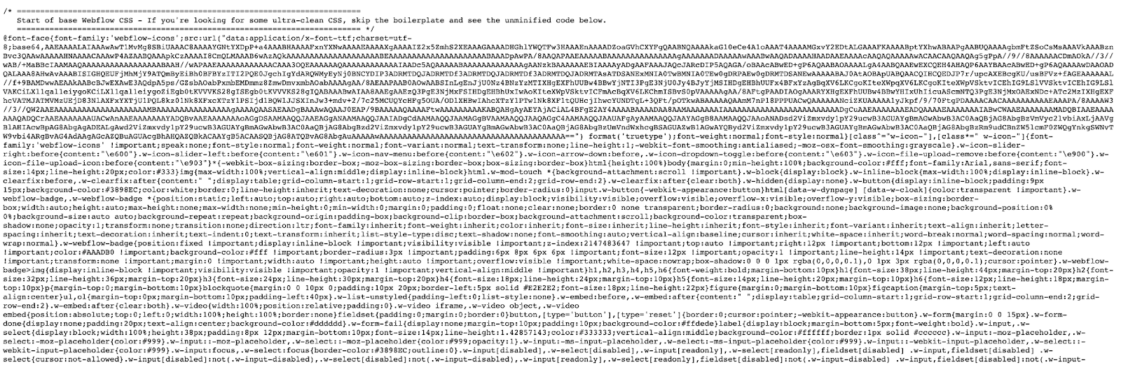 webflow minified code css