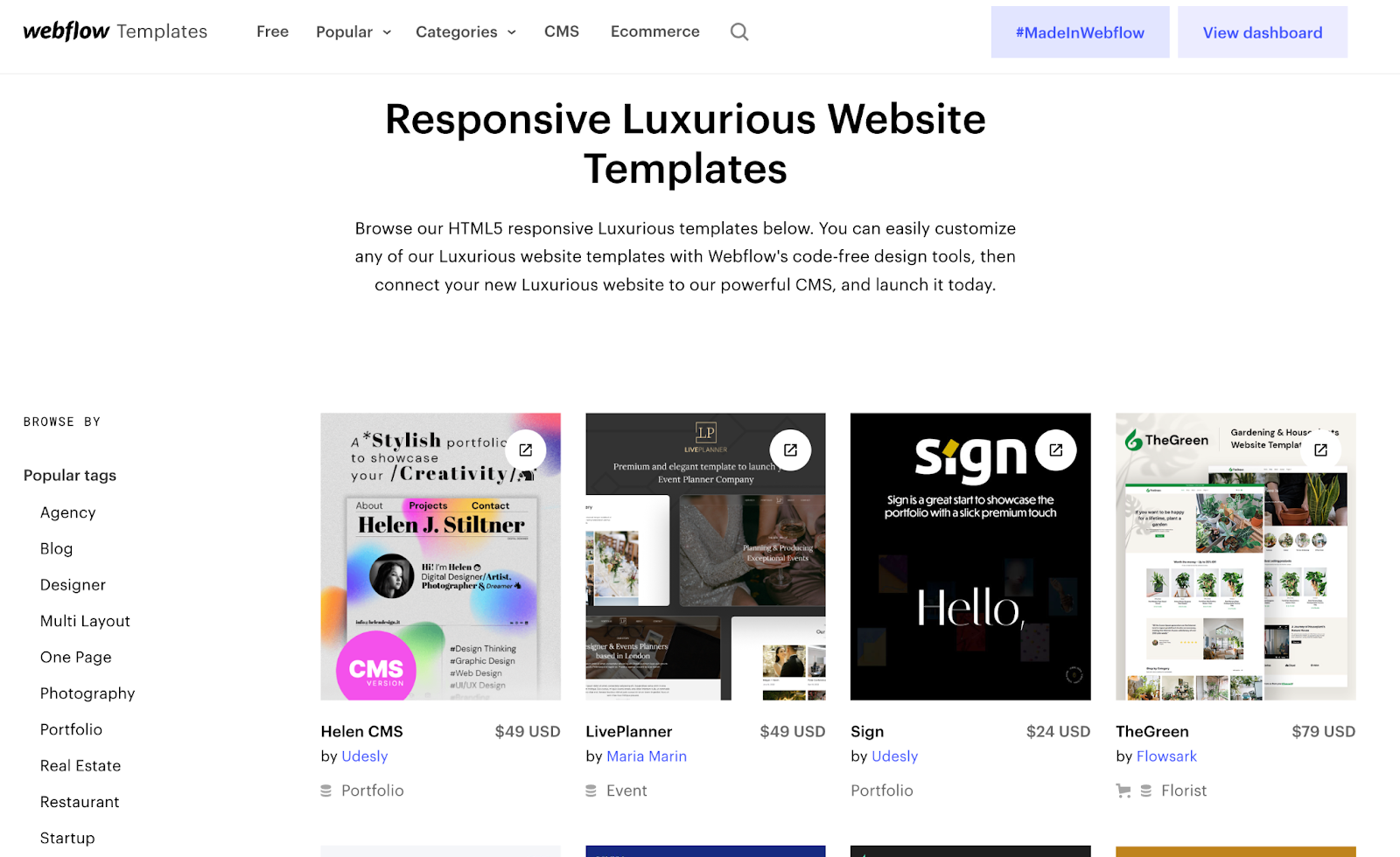 webflow responsive templates
