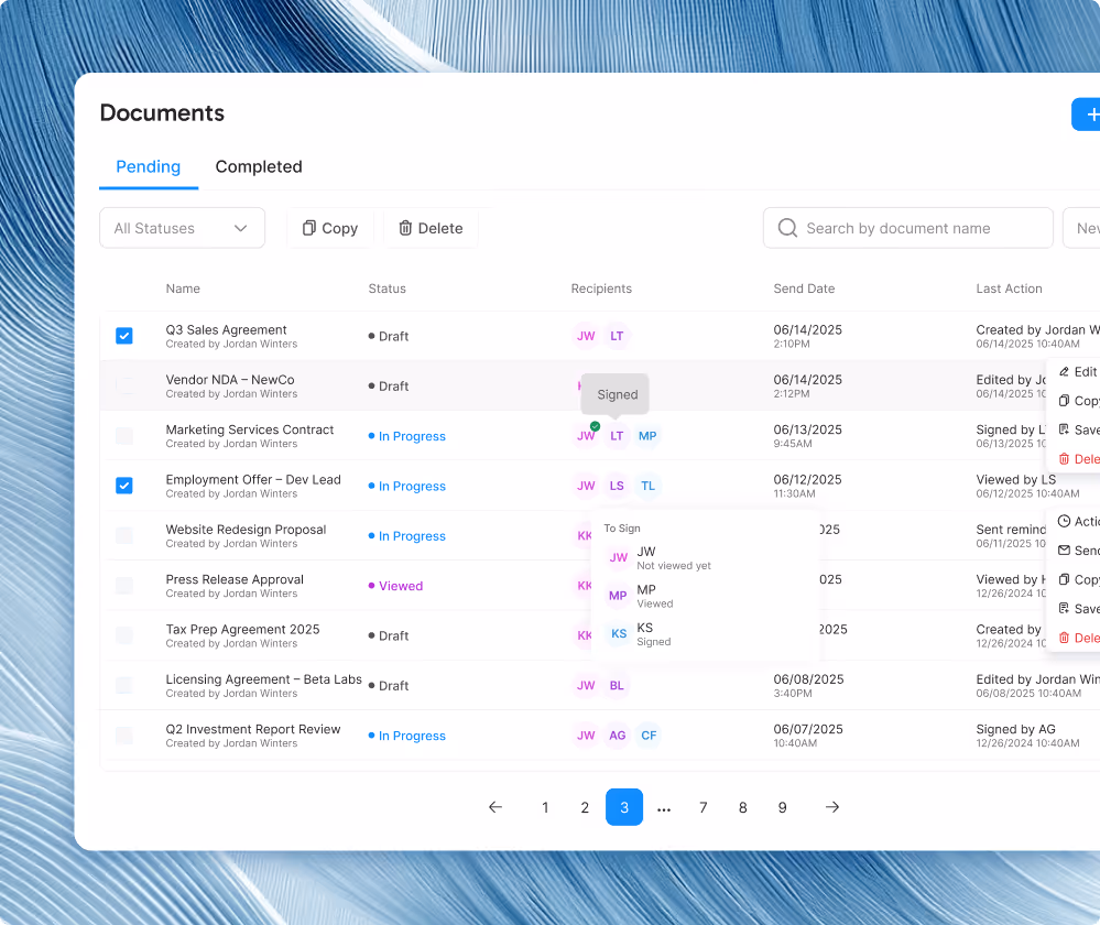 Hubsign E-signature feature2