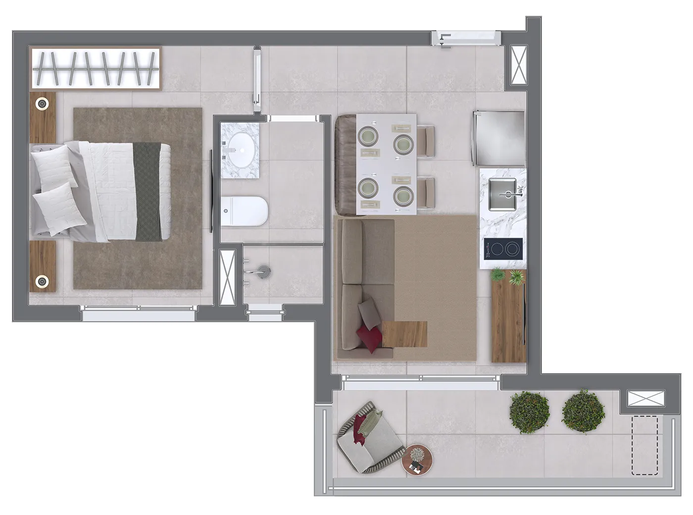 imagem da planta Studio Residencial  24m²