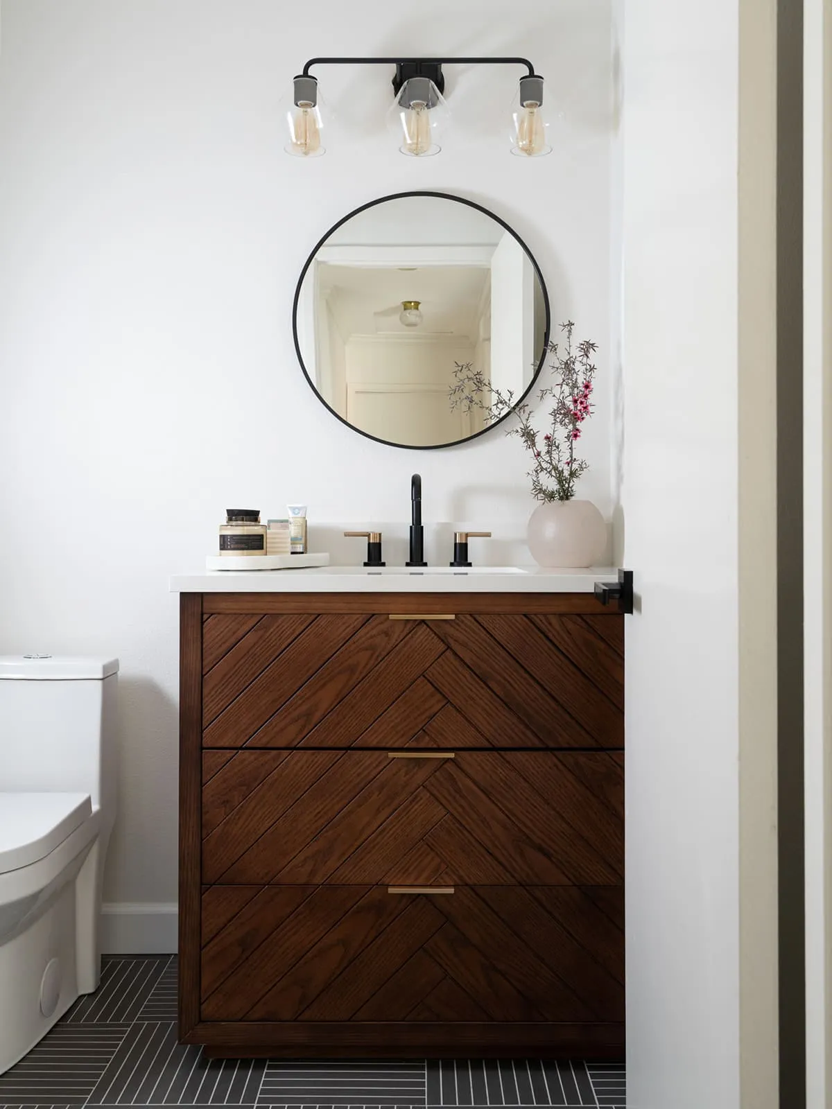 Cather – Walnut Vanity Powder Room