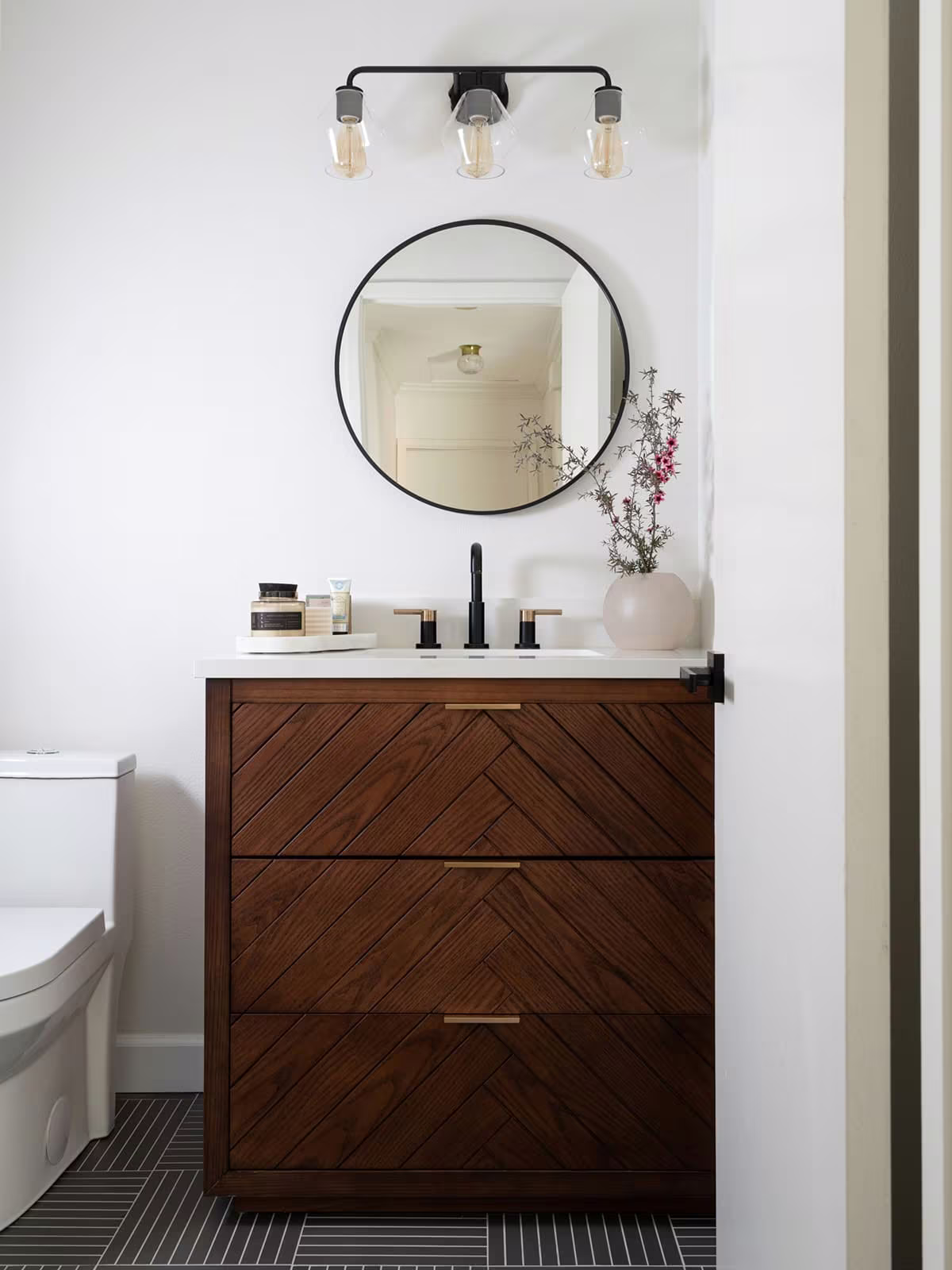 Cather – Walnut Vanity Powder Room