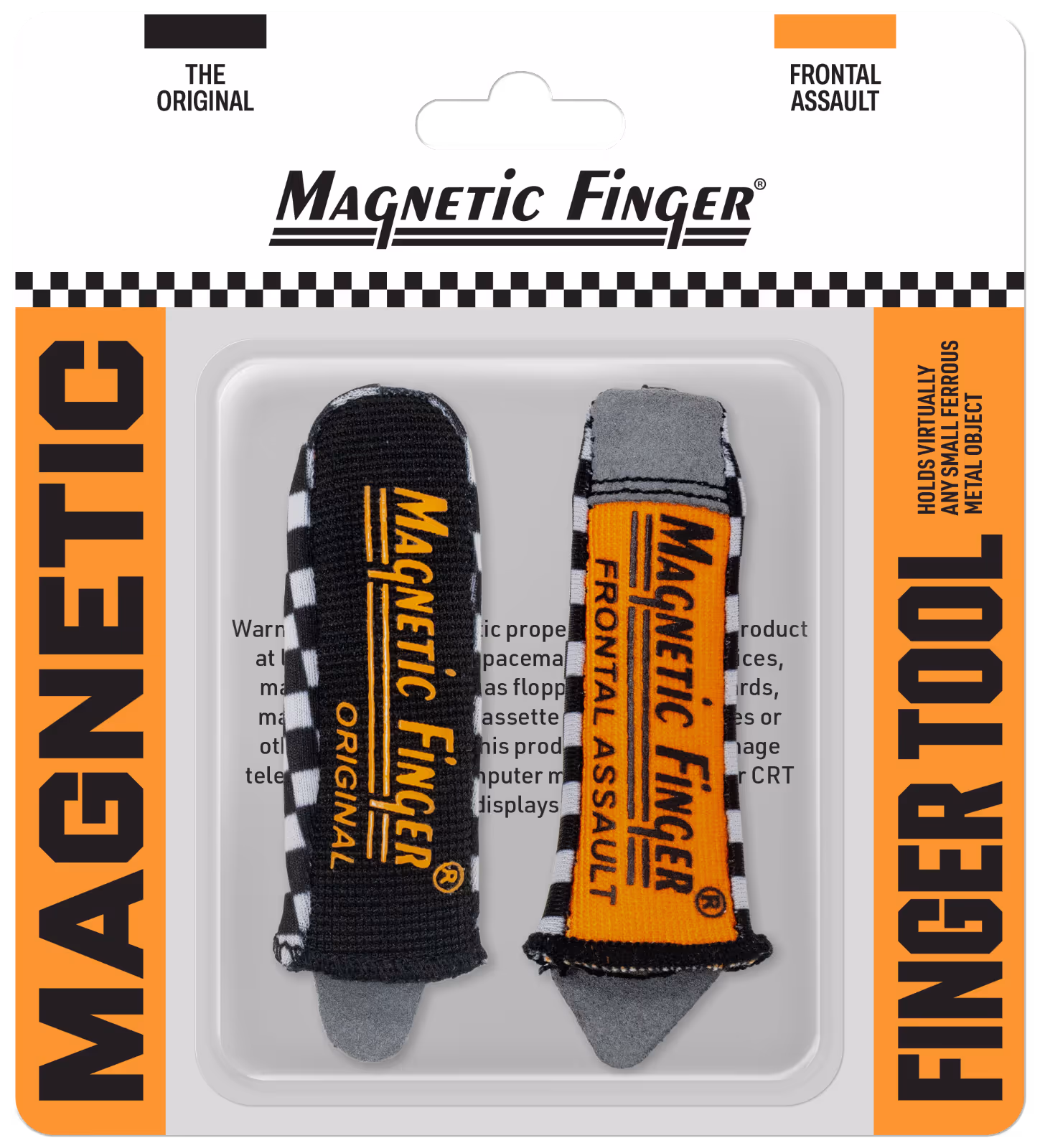 Magnetic Finger tools in black and orange packaging