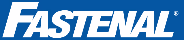 Fastenal logo with white letters on blue background