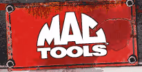 Mac Tools logo on a red and black textured industrial background