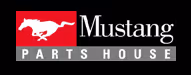 Mustang Parts House logo with horse silhouette on red and black background