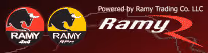 Ramy Trading logo featuring circular emblems with Arabic and English text