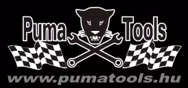 Puma Tools logo with racing flags and a panther emblem