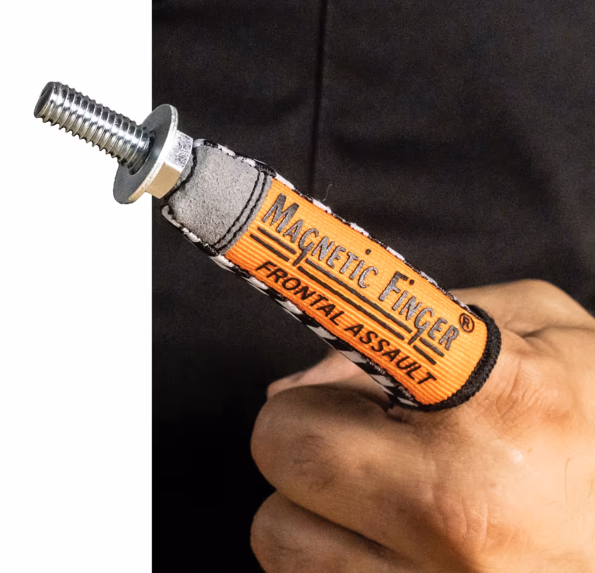 Magnetic Finger frontal assault tool with metal bolt on orange band