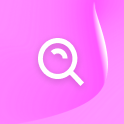white search icon on pink background