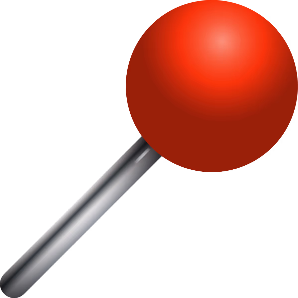 A red ball on a silver rod.
