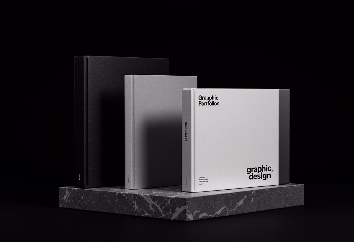 Imagen de materiales de marca para un estudio de diseño gráfico.