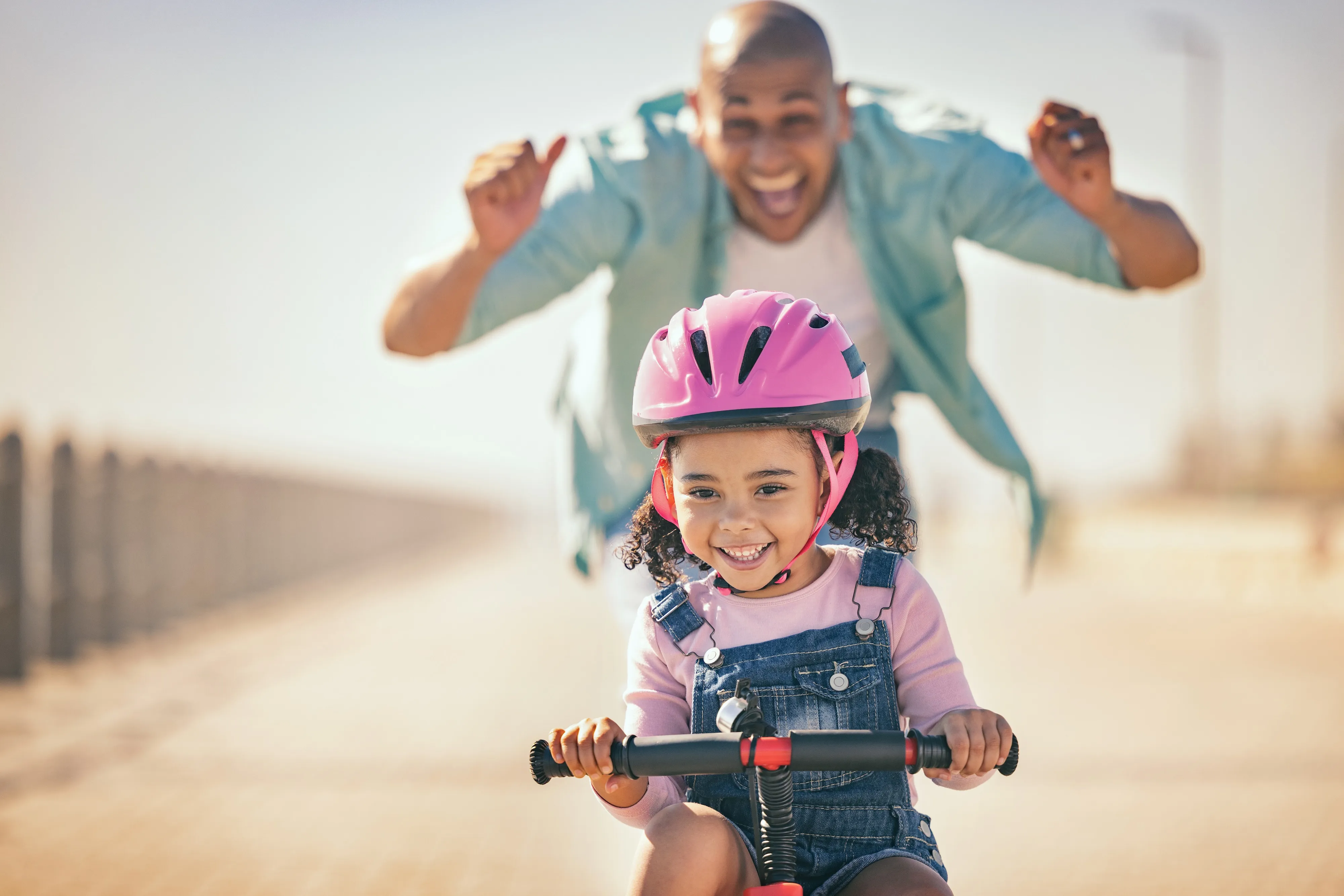 Learning to Ride the Bike Stock Photo
