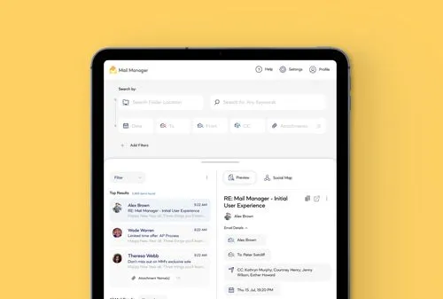Mail Manager filtering tablet mockup