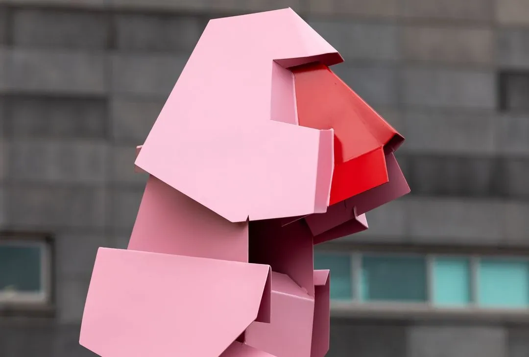 Paperpals monkey sculpture closeup at Te Papa, Wellington