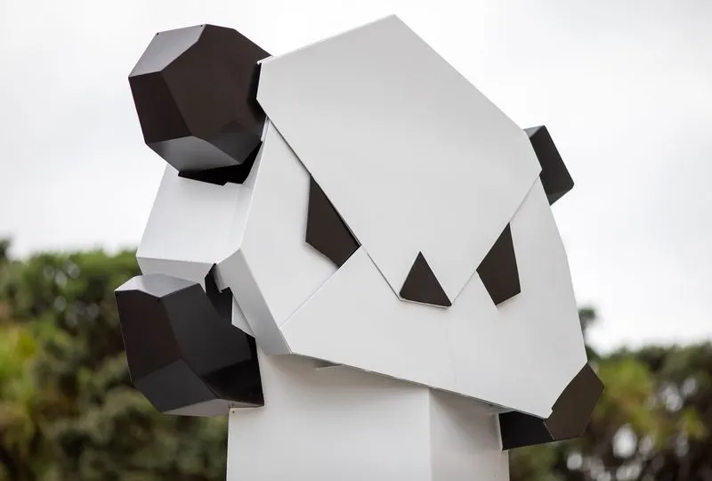 Paperpals panda sculpture closeup at Te Papa, Wellington