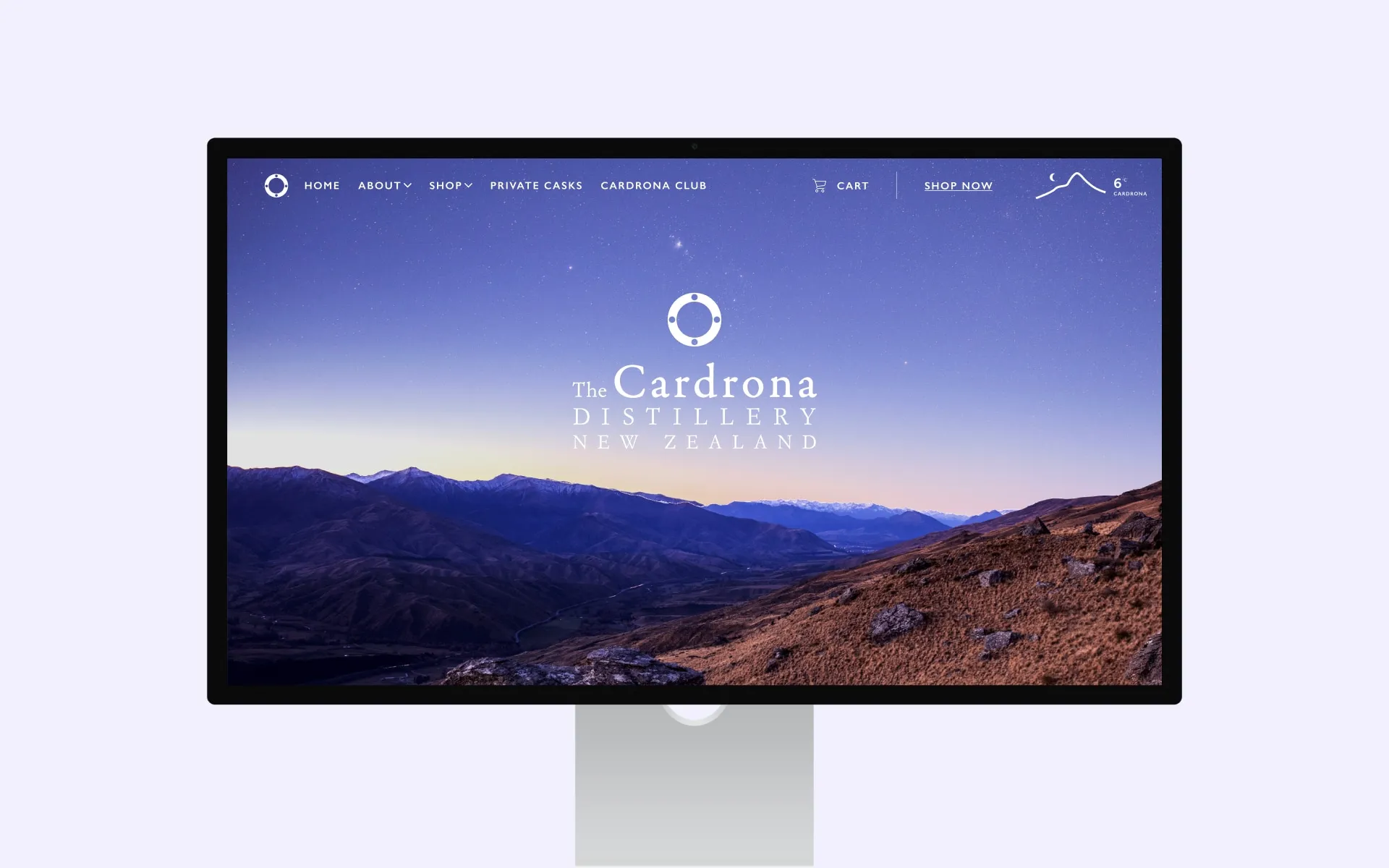 Cardrona Distillery website landing page desktop mockup by N4.Studio