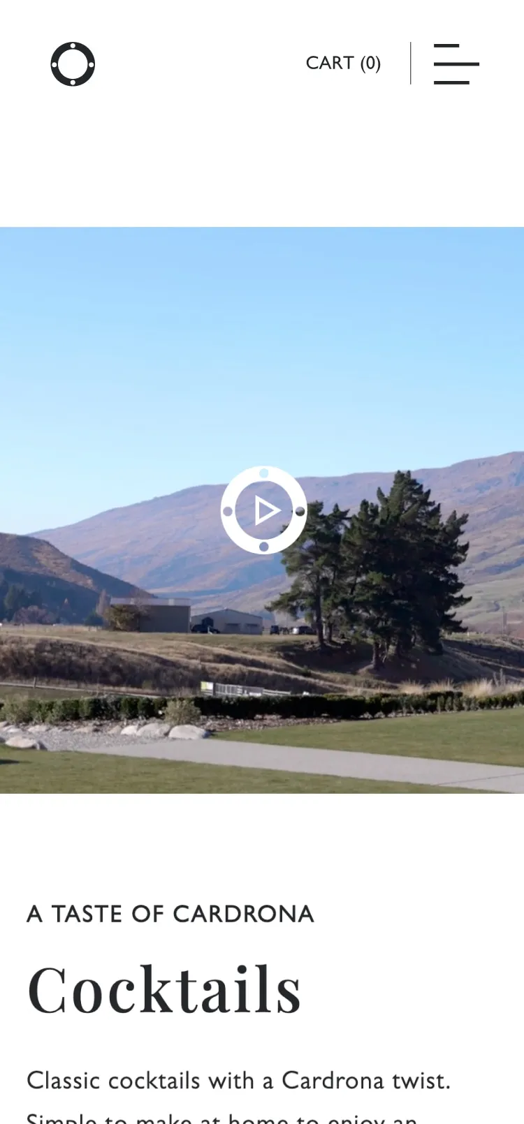 Cardrona Distillery mobile screen featured video reel on website by N4.Studio