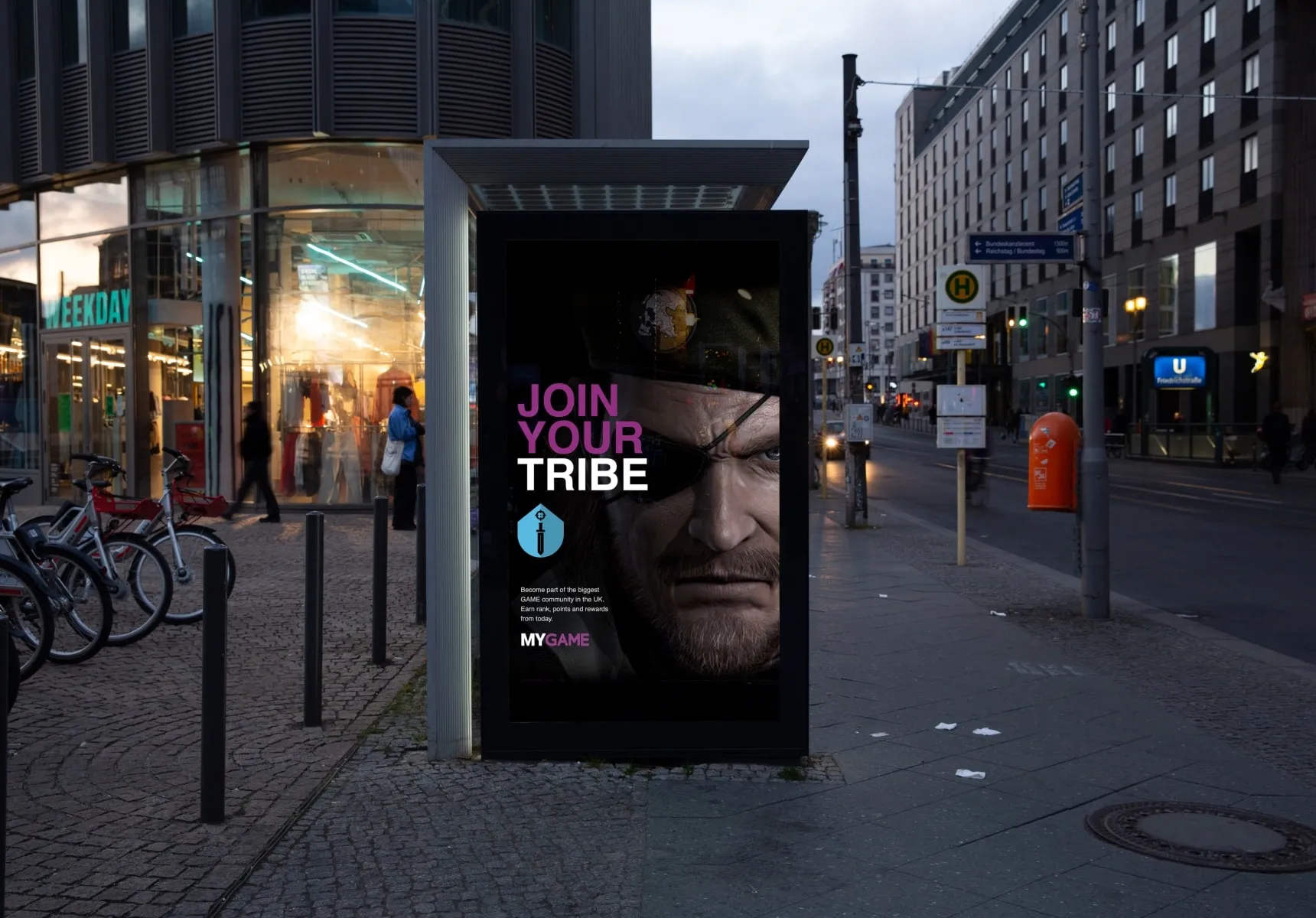 "Join your tribe" digital bus stop signage for GAME by N4.Studio