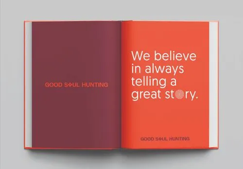 Good Soul Hunting branding mockup in design book