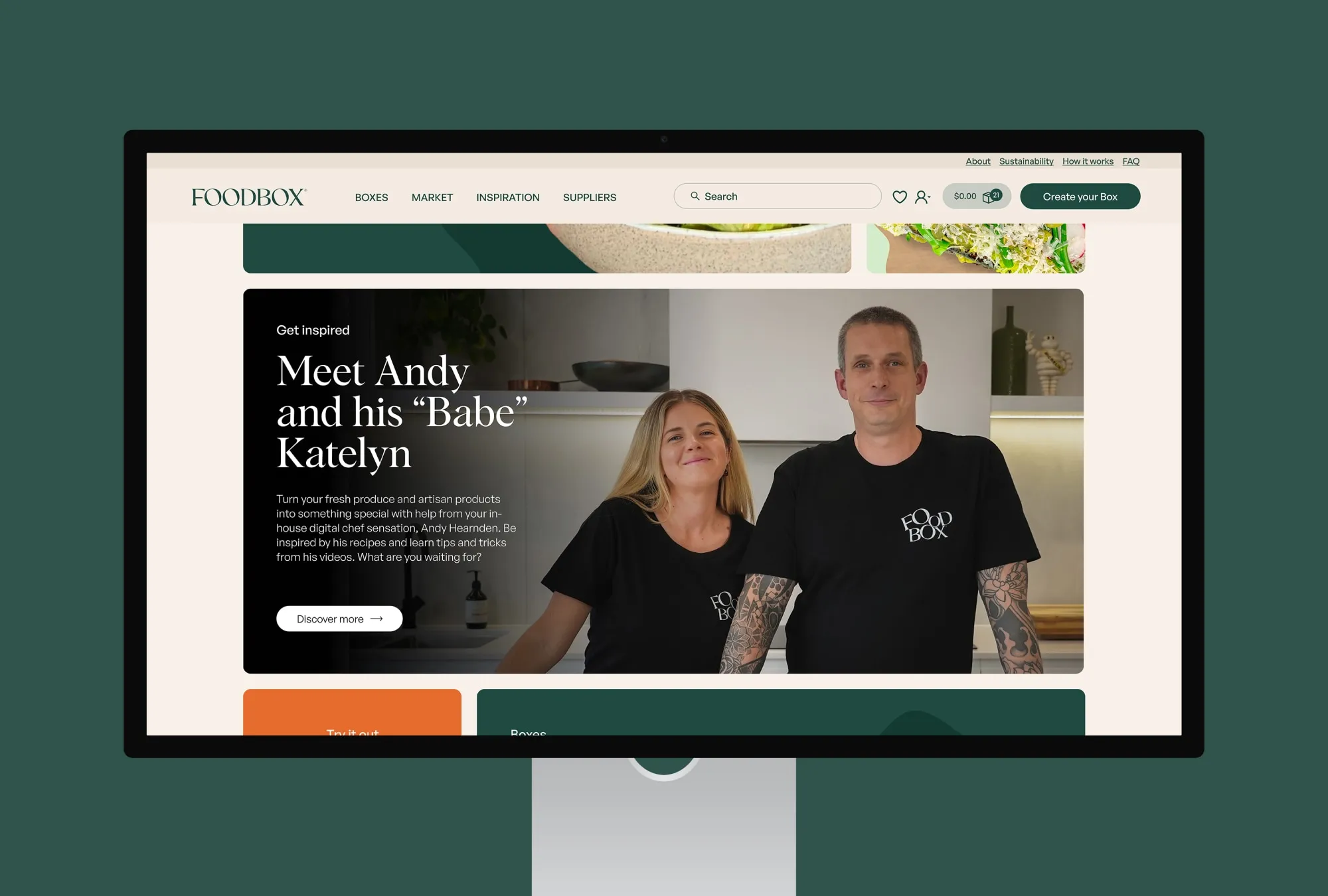 Andy Cooks feature tile on Foodbox website, by N4 STUDIO