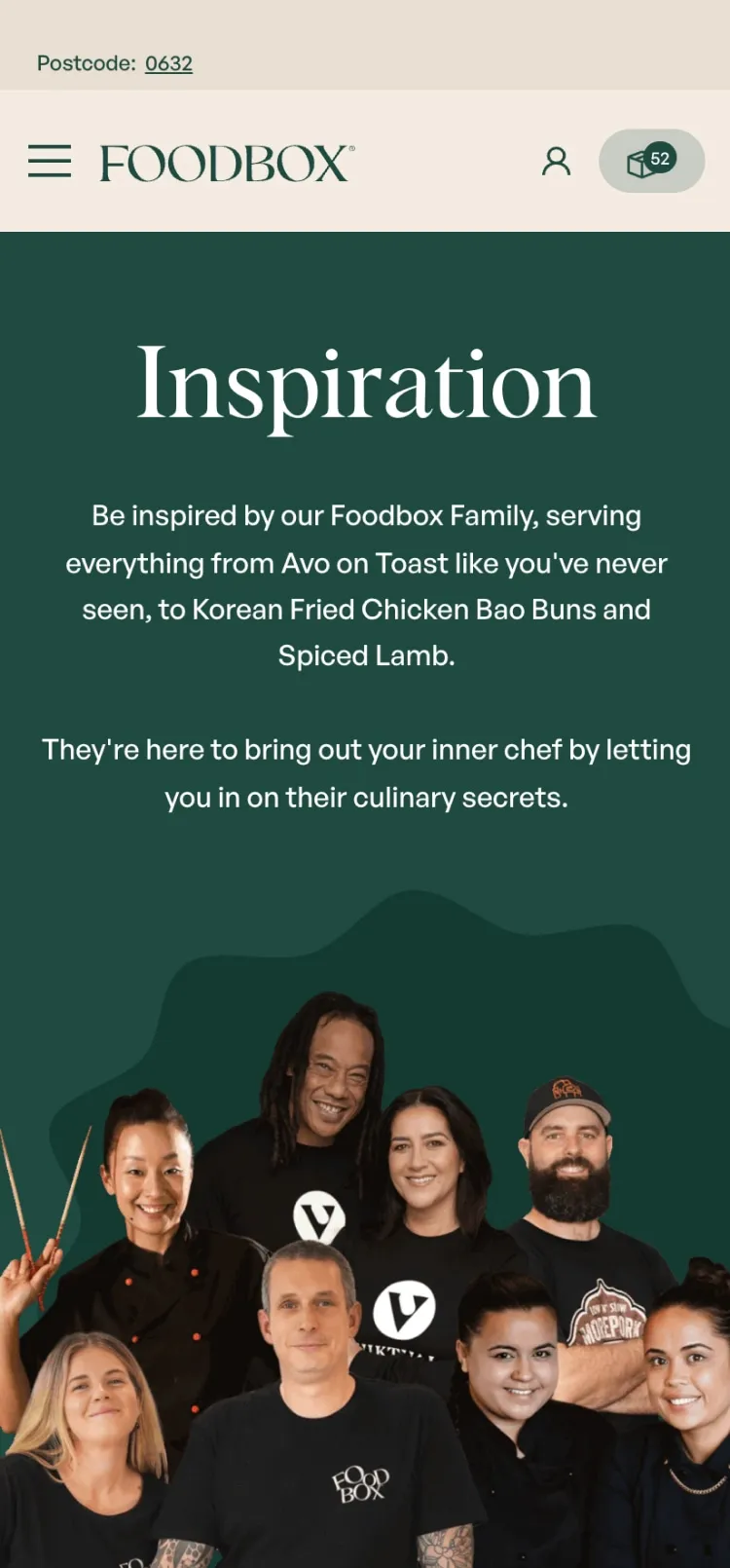 Mobile view of Foodbox's website inspiration page by N4 STUDIO