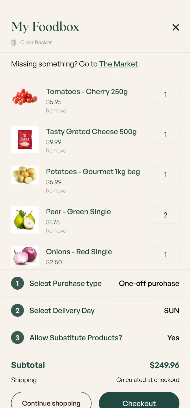 Mobile view of Foodbox website cart by N4 STUDIO