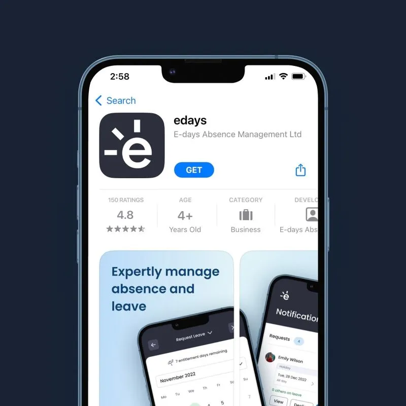 edays mobile mockup of app store page