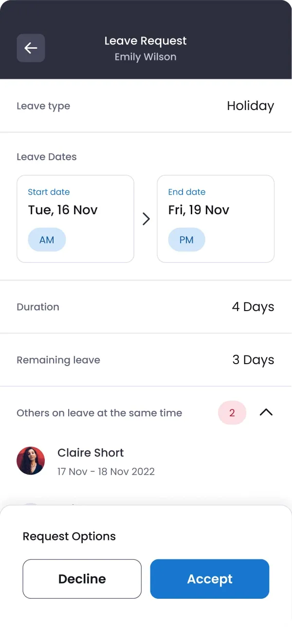 edays mobile application leave request process